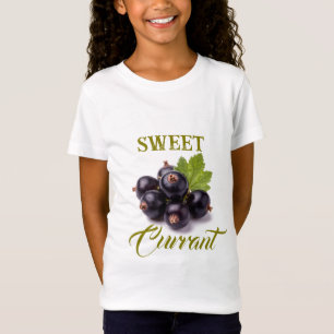 Camiseta Grosellas Negras Con Gotitas De Agua y Hoja Verde