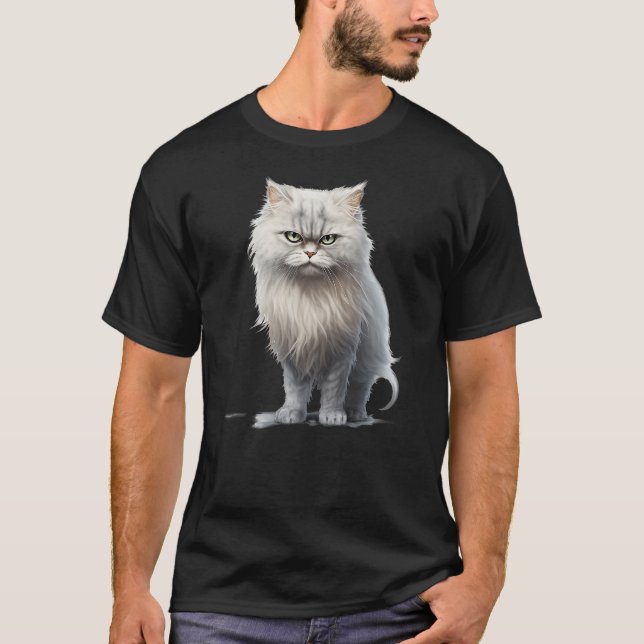 Camiseta Grouchy Persian Fluffball Grumpy WhiteGray Persian (Anverso)