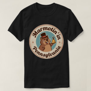 Camiseta Groundhog con libertad para la insignia de la retr