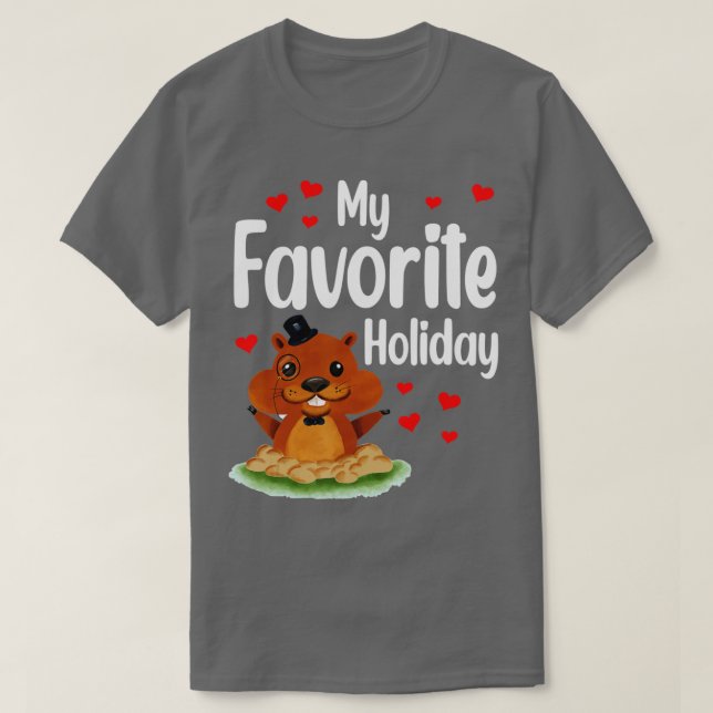 Camiseta Groundhog Day My Favorite Holiday Funny Groundhog  (Diseño del anverso)
