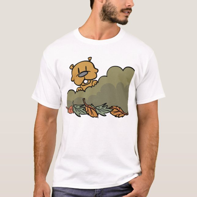 Camiseta Groundhog Peeking A Través De Bushes De Otoño (Anverso)