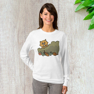 Camiseta Groundhog Peeking A Través De Bushes De Otoño
