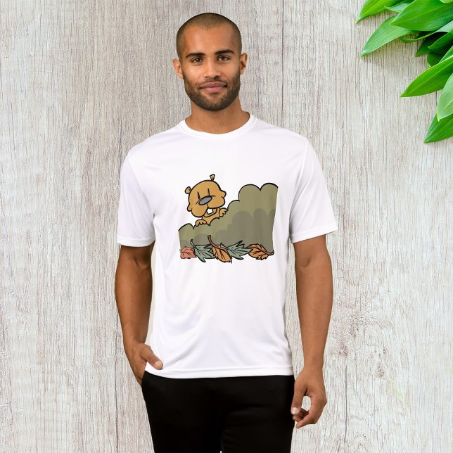 Camiseta Groundhog Peeking A Través De Bushes De Otoño (Subido por el creador)