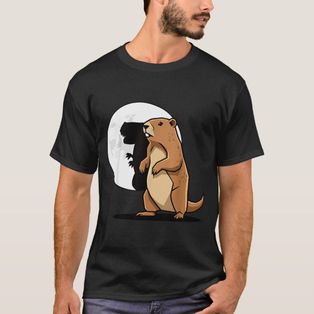 Camiseta Groundhog Shadow Dinosaur Puppet Happy Groundhog D (Anverso)