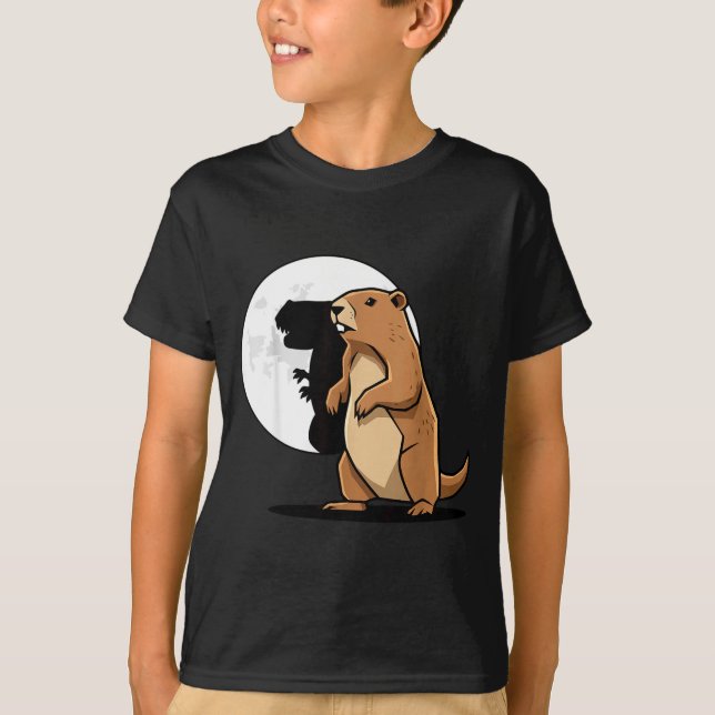 Camiseta Groundhog Shadow Dinosaur Puppet Happy Groundhog D (Anverso)