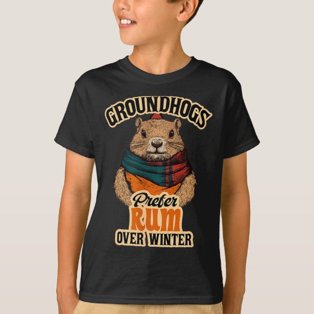 Camiseta Groundhogs Prefer Rum Over Winter  (Anverso)