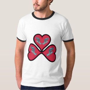 Camiseta Grouper Twins - 3 Corazones Rojos con Bordes Negro