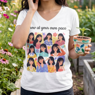 Camiseta Grow At Your Own Pace Floral Women Portrait Sweats