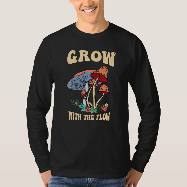 Camiseta Grow With The Flow Magic Psilocybin Mushrooms Vint (Anverso)