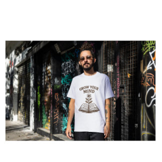 Camiseta Grow Your Mind • Vintage Book & Floral Illustratio