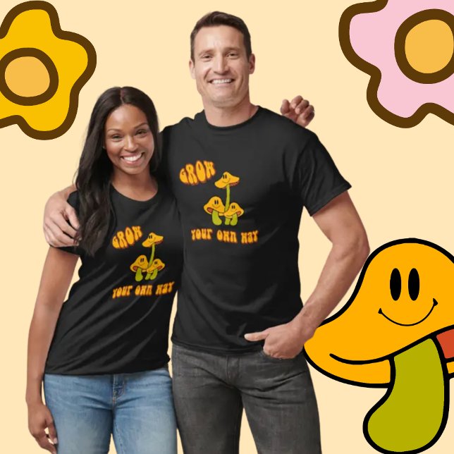 Camiseta Grow Your Own Way Mushrooms 70's inspirado T-Shirt (Subido por el creador)