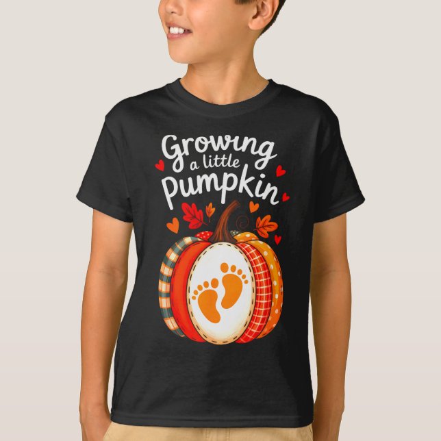 Camiseta Growing A Little Pumpkin Maternity Pregnancy Thank (Anverso)