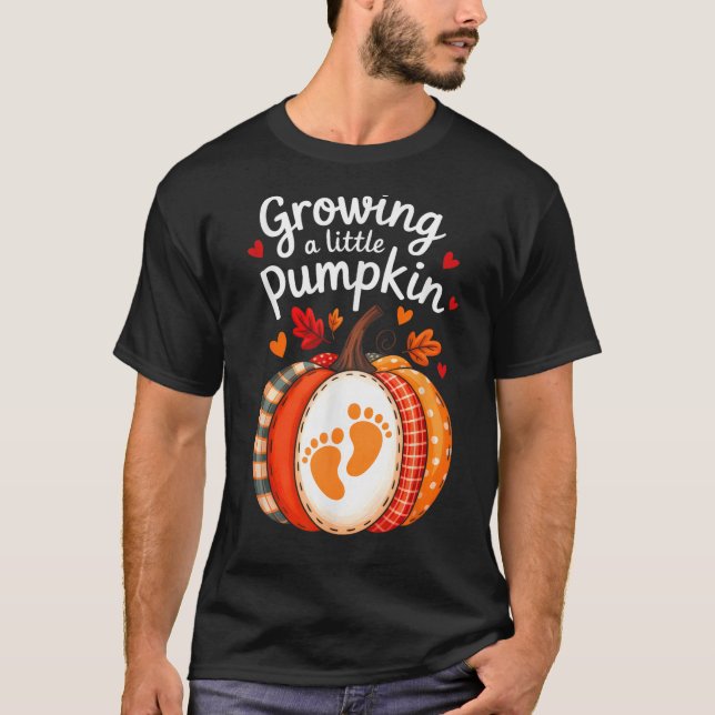 Camiseta Growing A Little Pumpkin Maternity Pregnancy Thank (Anverso)