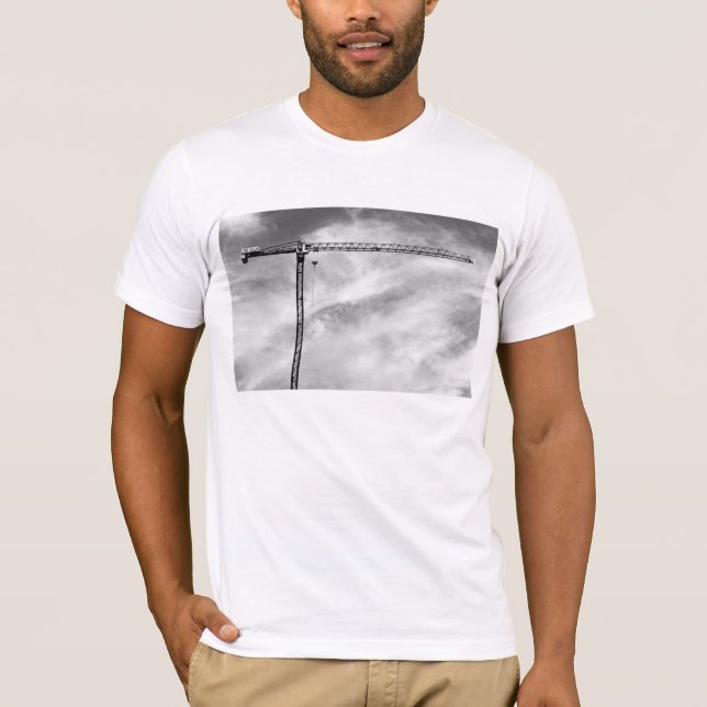 Camiseta Grúa de construcción y foto blanco y negro del (Anverso)