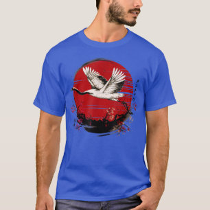Camiseta Grúa de coraje rojo japonesa en la cereza B retro 