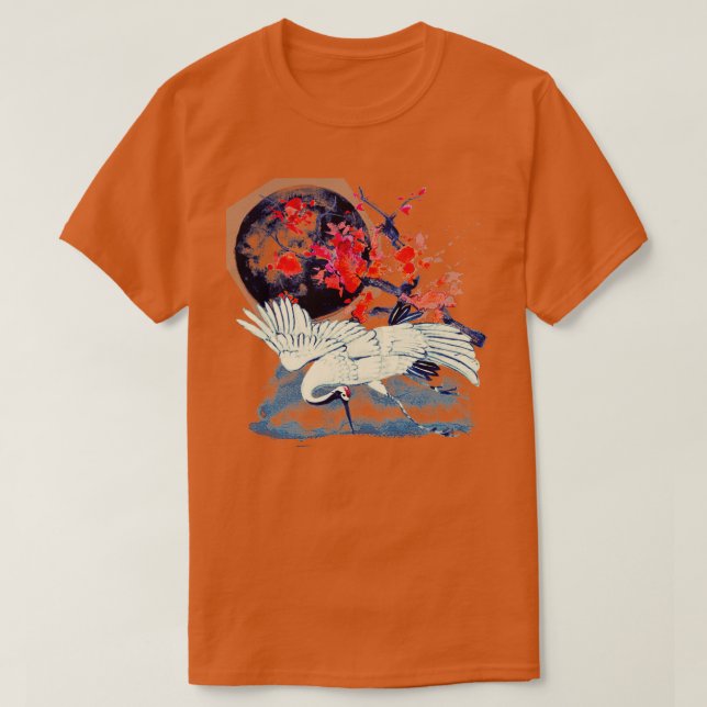 Camiseta Grúa de luz solar sumi E japonesa (Diseño del anverso)