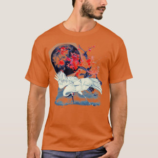 Camiseta Grúa de luz solar sumi E japonesa