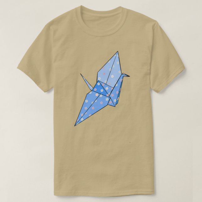 Camiseta Grúa de origami azul 3 (Diseño del anverso)
