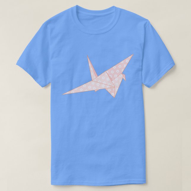 Camiseta Grúa de papel floral rosa (Diseño del anverso)
