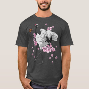Camiseta Grúa japonesa con Sakura Cher japonés de mariposa