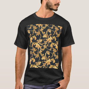 Camiseta Grúas barrocas doradas: adorno rococó.