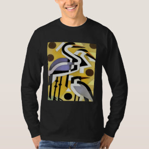 Camiseta Grúas en estilo abstracto geométrico sobre amarill
