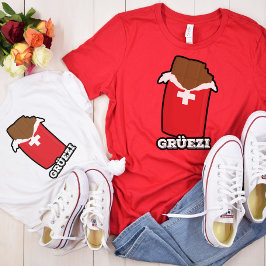 Camiseta Grüezi - Hola en suizo en un chocolate suizo
