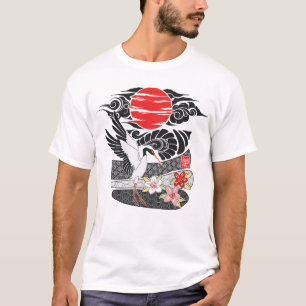 Camiseta Grulla de Crowne rojo japonesa