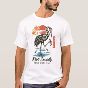Camiseta Grulla Esqueleto Tokyo Retro