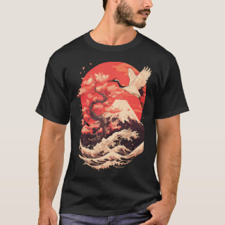 Camiseta Grulla Japonesa Flor de Cerezo Japón