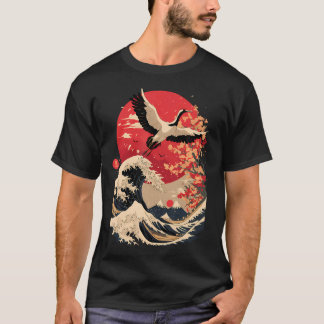 Camiseta Grulla Japonesa Flor de Cerezo Japón