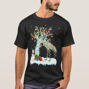 Camiseta Grulla Pájaro Árbol de Navidad Luces Sombrero de S