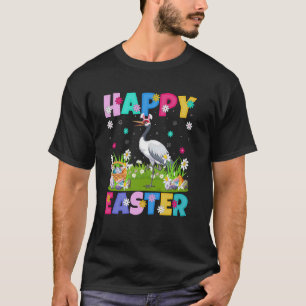 Camiseta Grulla Pájaro Feliz Pascua Caza de Huevos Conejo O