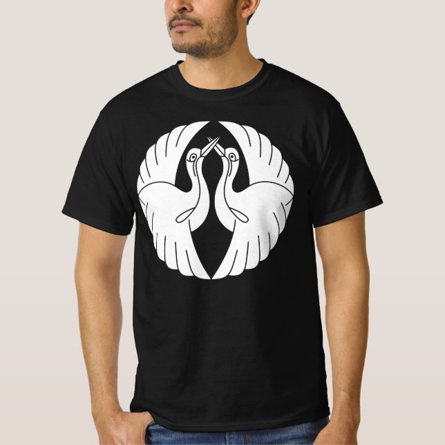 Camiseta Grullas blancas enfrentadas (Anverso)