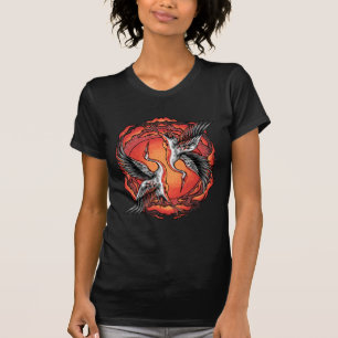 Camiseta Grullas de batalla voladoras japonesas arte asiáti