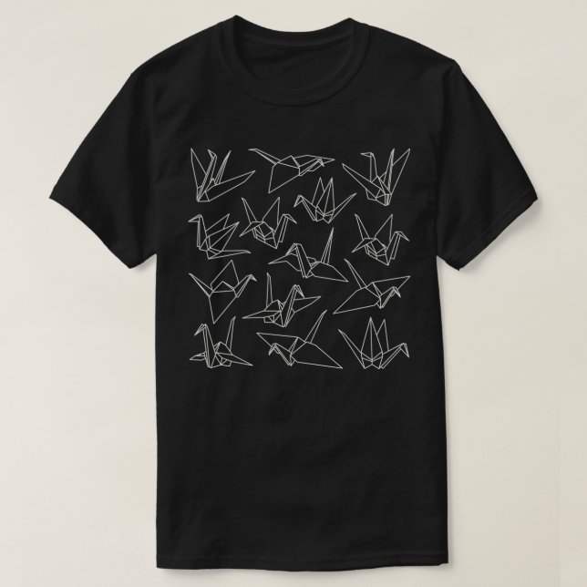 Camiseta Grullas de papel blanco (Diseño del anverso)