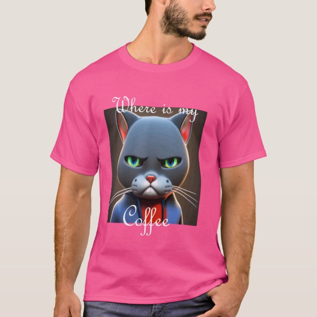 Camiseta Grummelige Katze - Wo ist mein Kaffee [Lang alemán (Anverso)