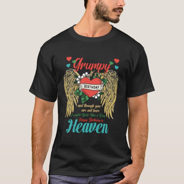 Camiseta Grumpy Angel Birthday Party In Heaven Family Memor (Anverso)