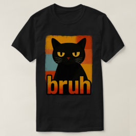 Camiseta Grumpy Black Cat "Bruh" Retro Vintage Meme
