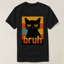 Camiseta Grumpy Black Cat "Bruh" Retro Vintage Meme