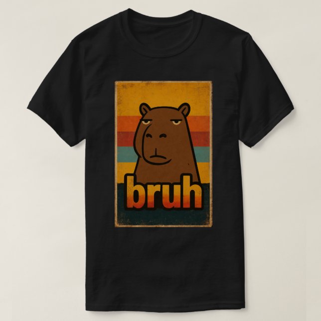 Camiseta Grumpy Capybara “bruh” Meme – Funny Retro Animal  (Diseño del anverso)