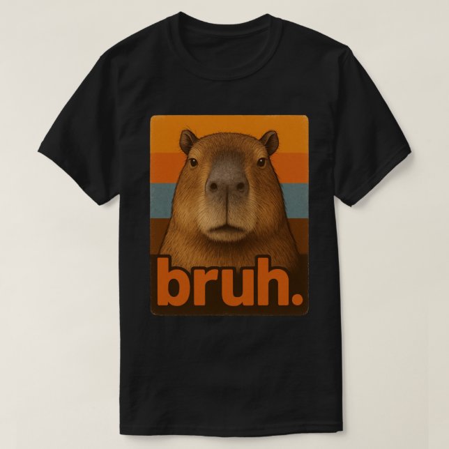 Camiseta Grumpy Capybara “bruh” Meme – Funny Retro Animal  (Diseño del anverso)