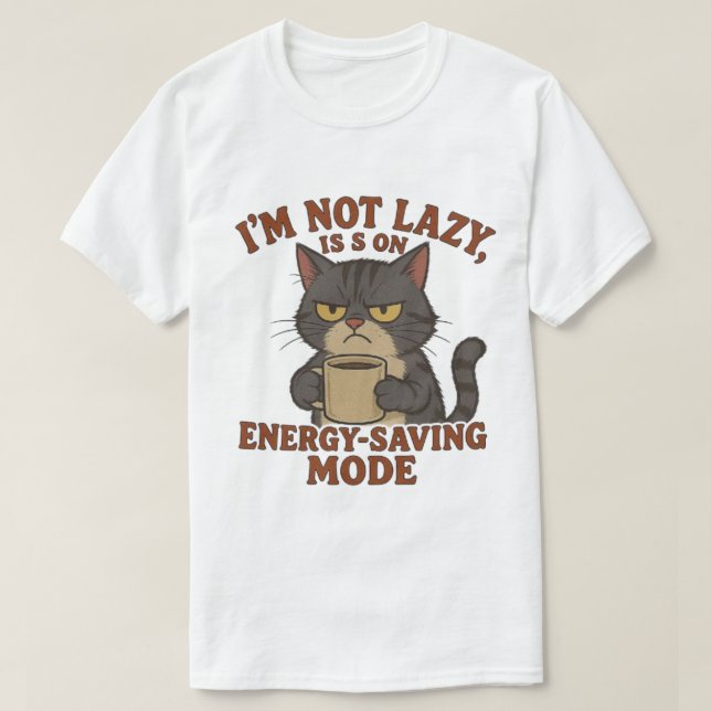 Camiseta Grumpy Cat “Energy-Saving Mode” Funny Quote Design (Diseño del anverso)