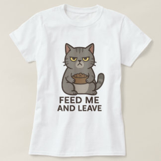 Camiseta Grumpy Cat “Feed Me and Leave” Funny T-Shirt
