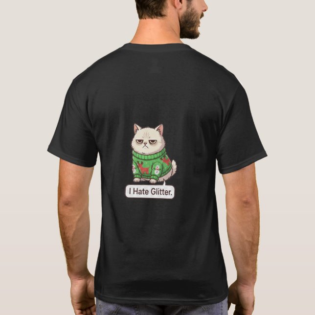 Camiseta Grumpy Cat  Hate Glitter Ugly Christmas (Reverso)