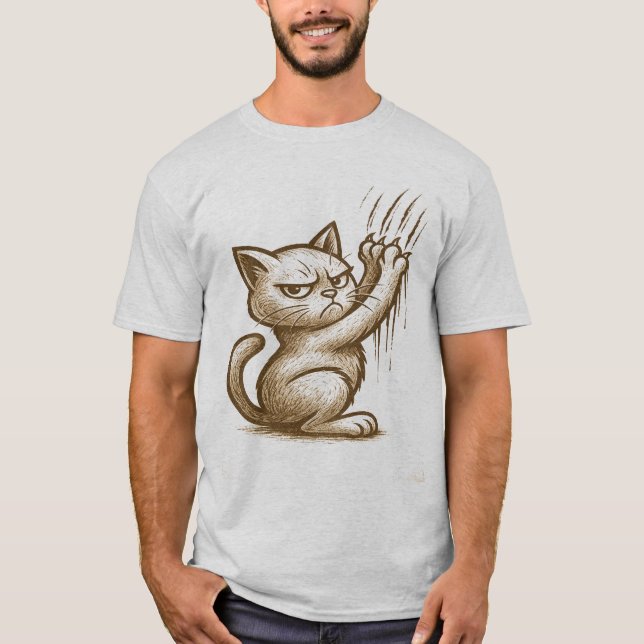 Camiseta Grumpy Cat Scratch Attack – Expressive Feline Art (Anverso)