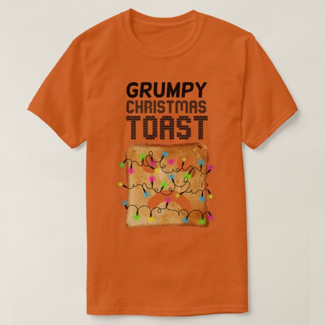 Camiseta Grumpy Christmas Toast Bread Face Christmas Lights (Diseño del anverso)