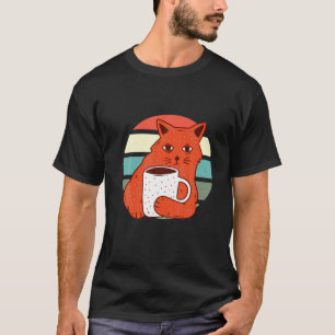 Camiseta Grumpy Coffee Cat Vintage Sunset