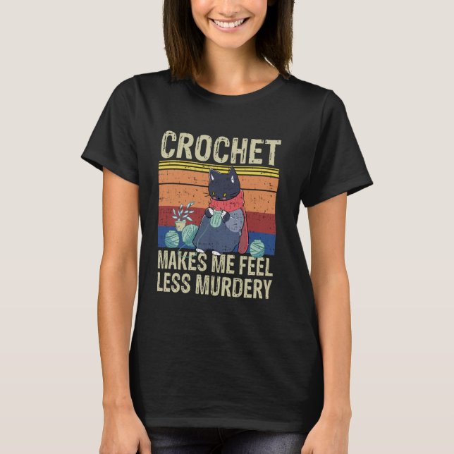 Camiseta Grumpy Crochet Cat Funny Knits Yarn Amantes Croc (Anverso)
