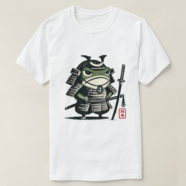 Camiseta Grumpy Frog Samurai Japanese Ink Design (Diseño del anverso)